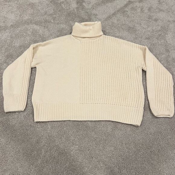 Topshop Women's Chunkly Turtleneck Sweater Cream White Size‎ Medium - Picture 1 of 3